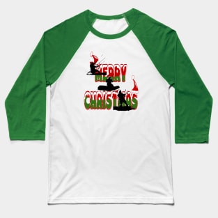 Festive Merry Christmas Seasonal Holiday Kitesurfing Baseball T-Shirt